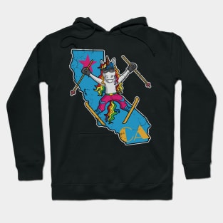 California Ski Skiing Unicorn Retro Cute Hoodie